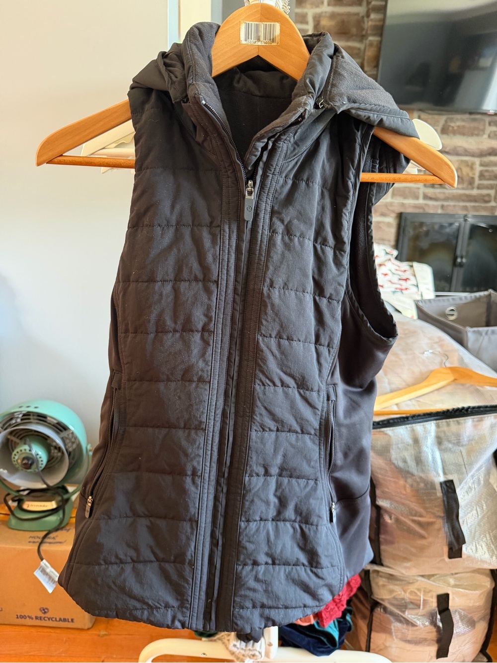 lululemon athletica Black Quilted Hooded Women's Vest